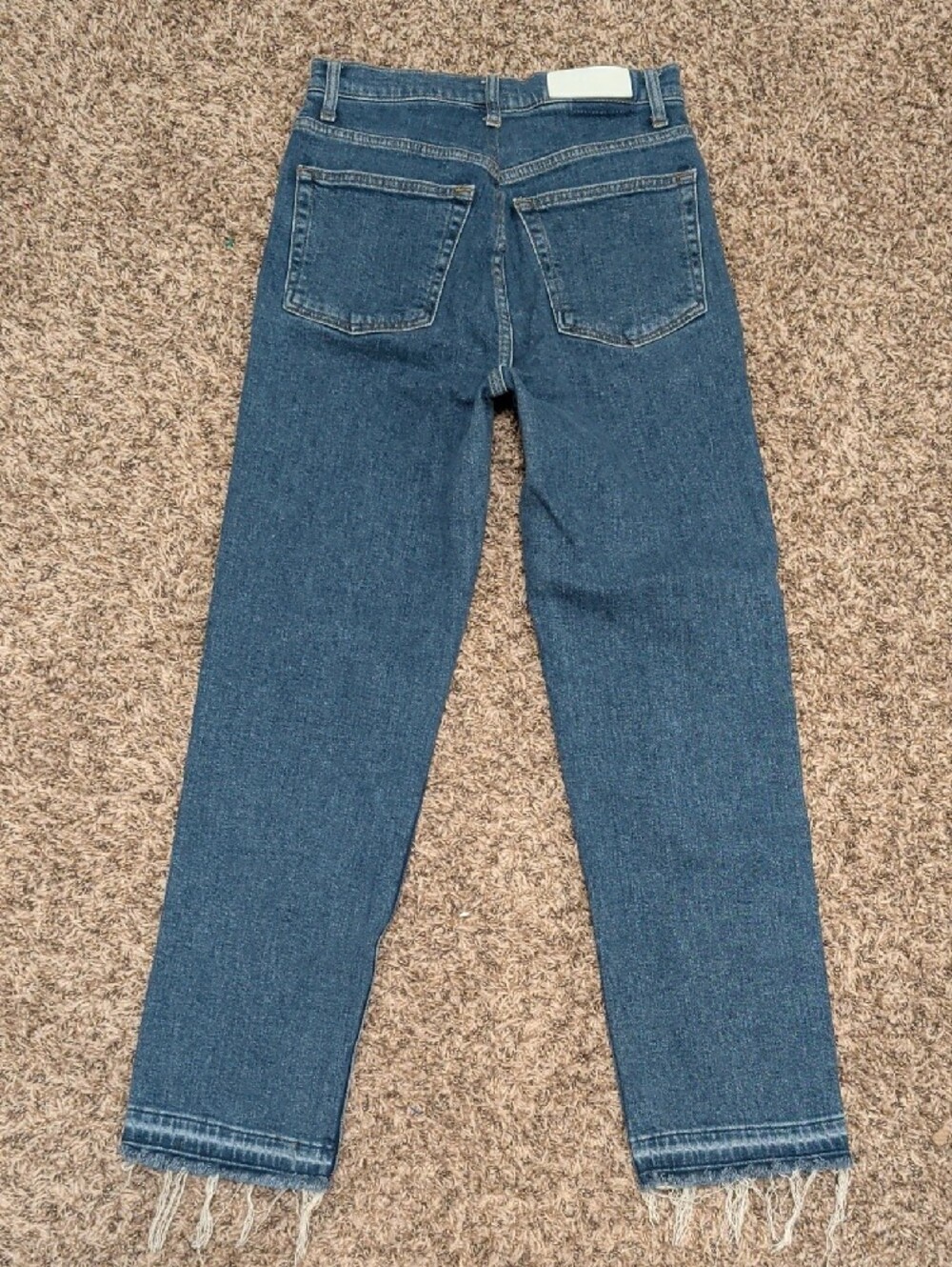 Re/Done blue 70s ultra high rise raw hem stove pipe jeans - Picture 8 of 13